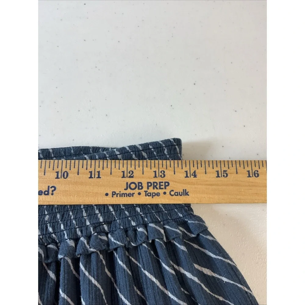 Lauren Ralph Lauren Blue Cotton Tiered Cottagecore Midi pullon Skirt Sz M Stripe
